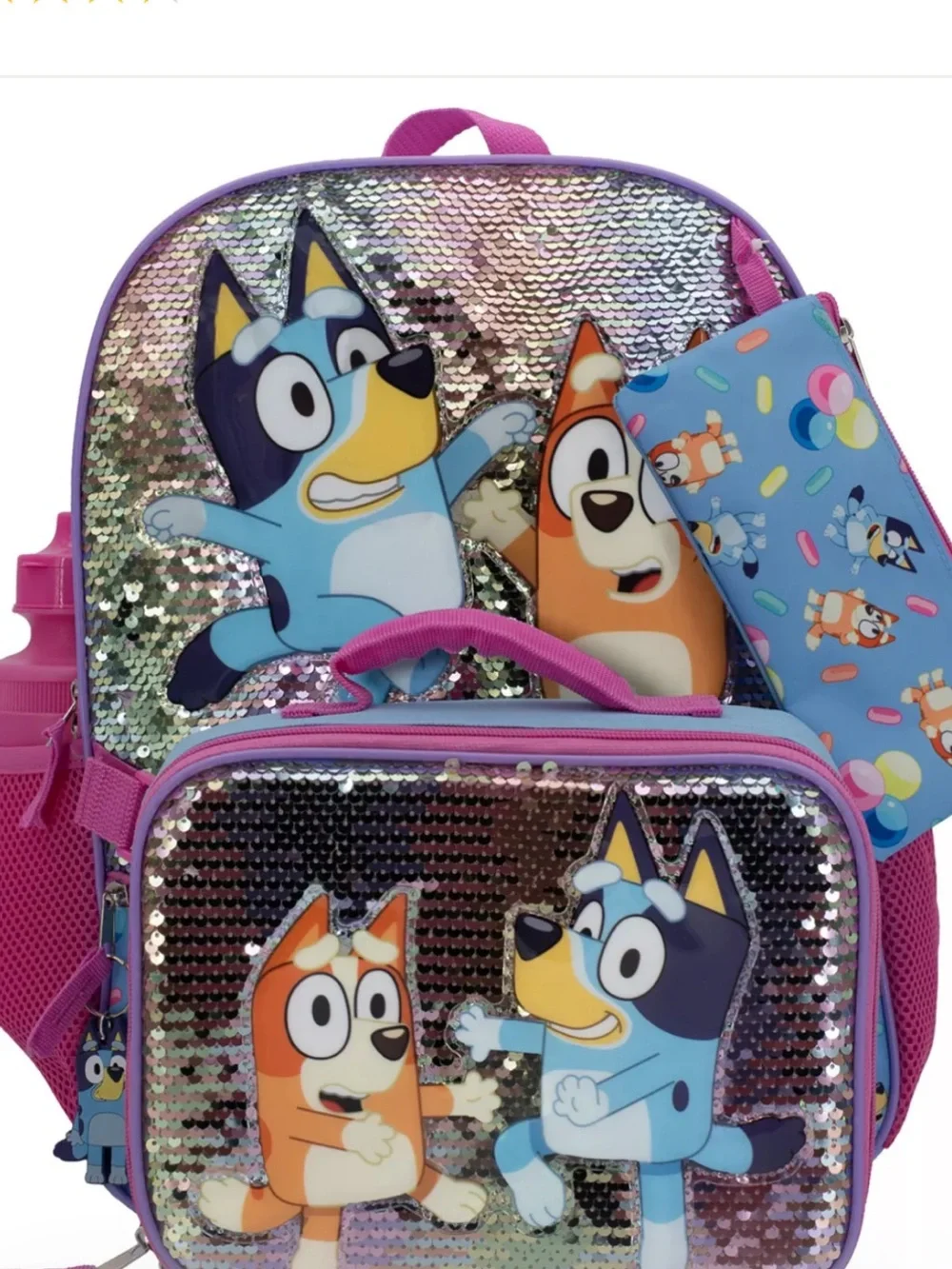 Bluey 5 piece backpack with lunchbox and accessories NWT